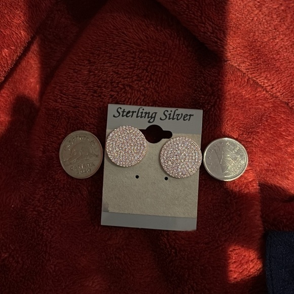 Vintage Luxury style bling stud Sterling Silver earrings New - Picture 7 of 11